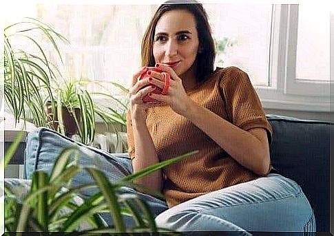 Woman enjoying a cup of tea