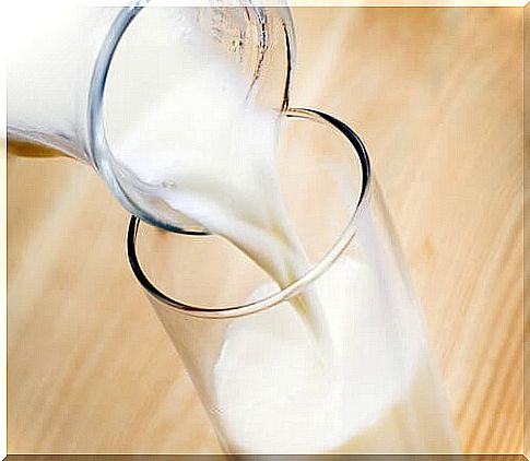 Milk being poured into a glass