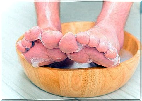 Man taking foot bath