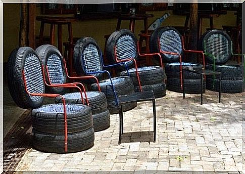 chairs made of car tires are an example of suggestions for recycled furniture