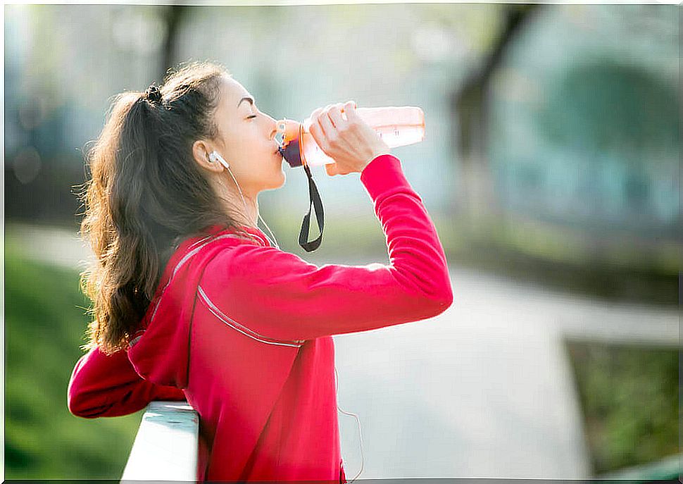 Woman drinking water