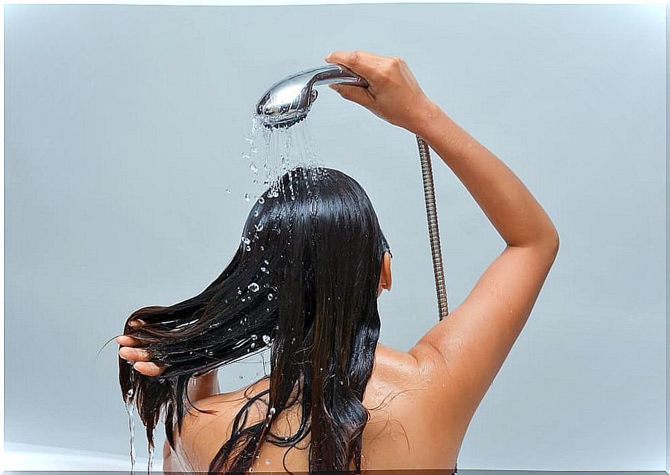 Woman washing her hair