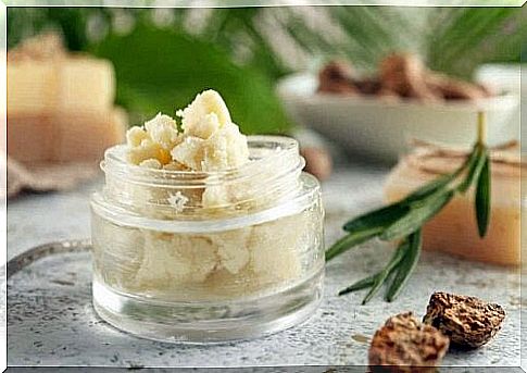 A jar of shea butter is an example of ingredients in makeup