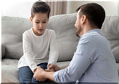 Father with son on sofa